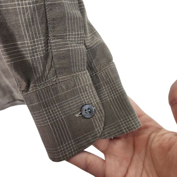 ERMENEGILDO‎ ZEGNA Shirt Mens Medium Brown Gray Pocket Button Front Dress Top - Picture 4 of 10